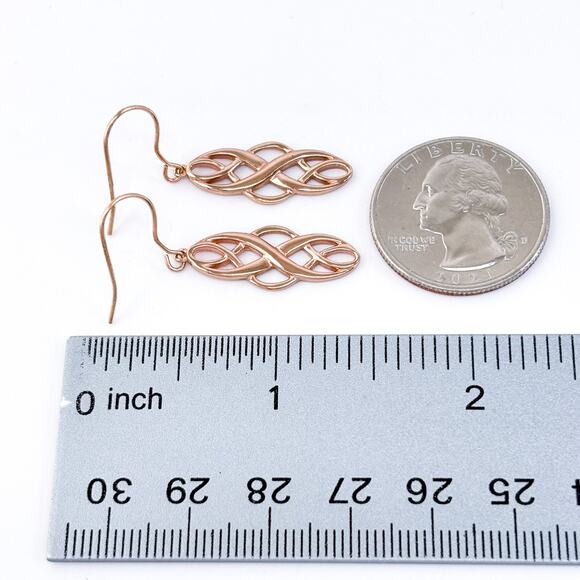 Vintage Sterling Silver 925 Rose Gold Tone Celtic Knot Dangle Earrings - Picture 6 of 7